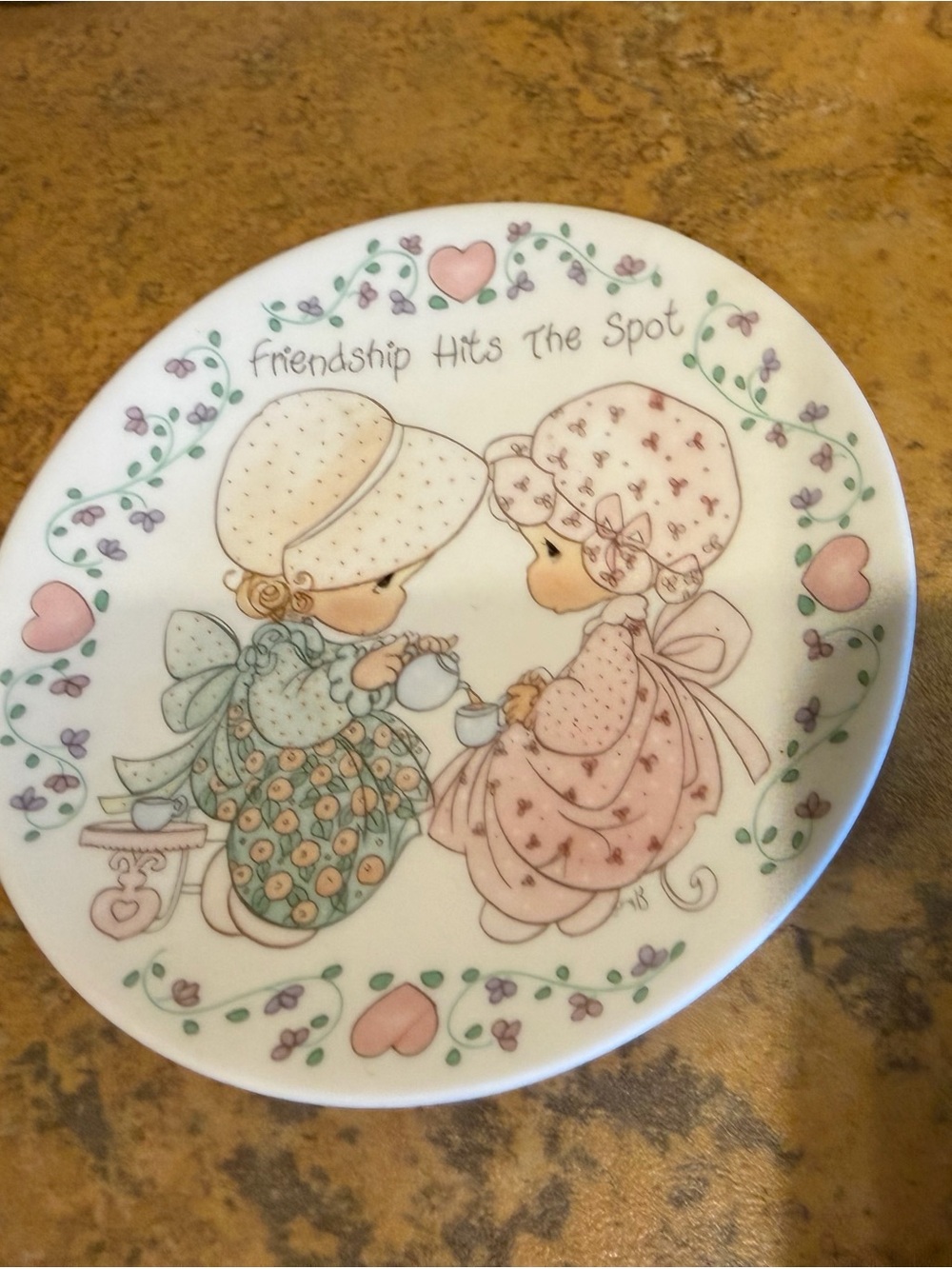 Precious Moments Pink and Green Friendship Decorative Plate